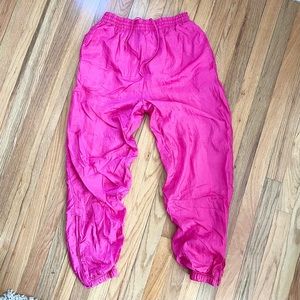 90s Neon Pink 100% Nylon Jogger Track Pants Size Medium